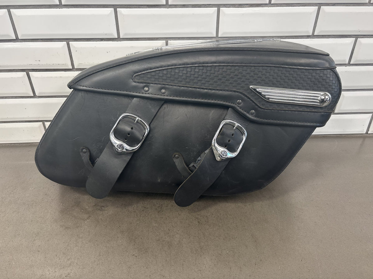 1999-2006 Harley Road King FLHRCI Saddlebags Pair Black Leather OEM 91139-98C