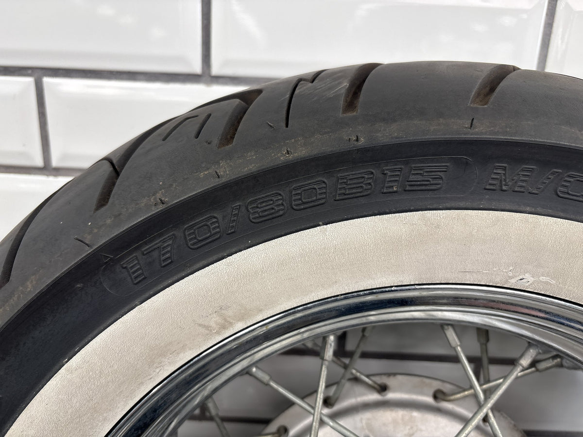 01-04 Suzuki Intruder Volusia VL800 Rear Wheel Rim Straight With White Wall Tire