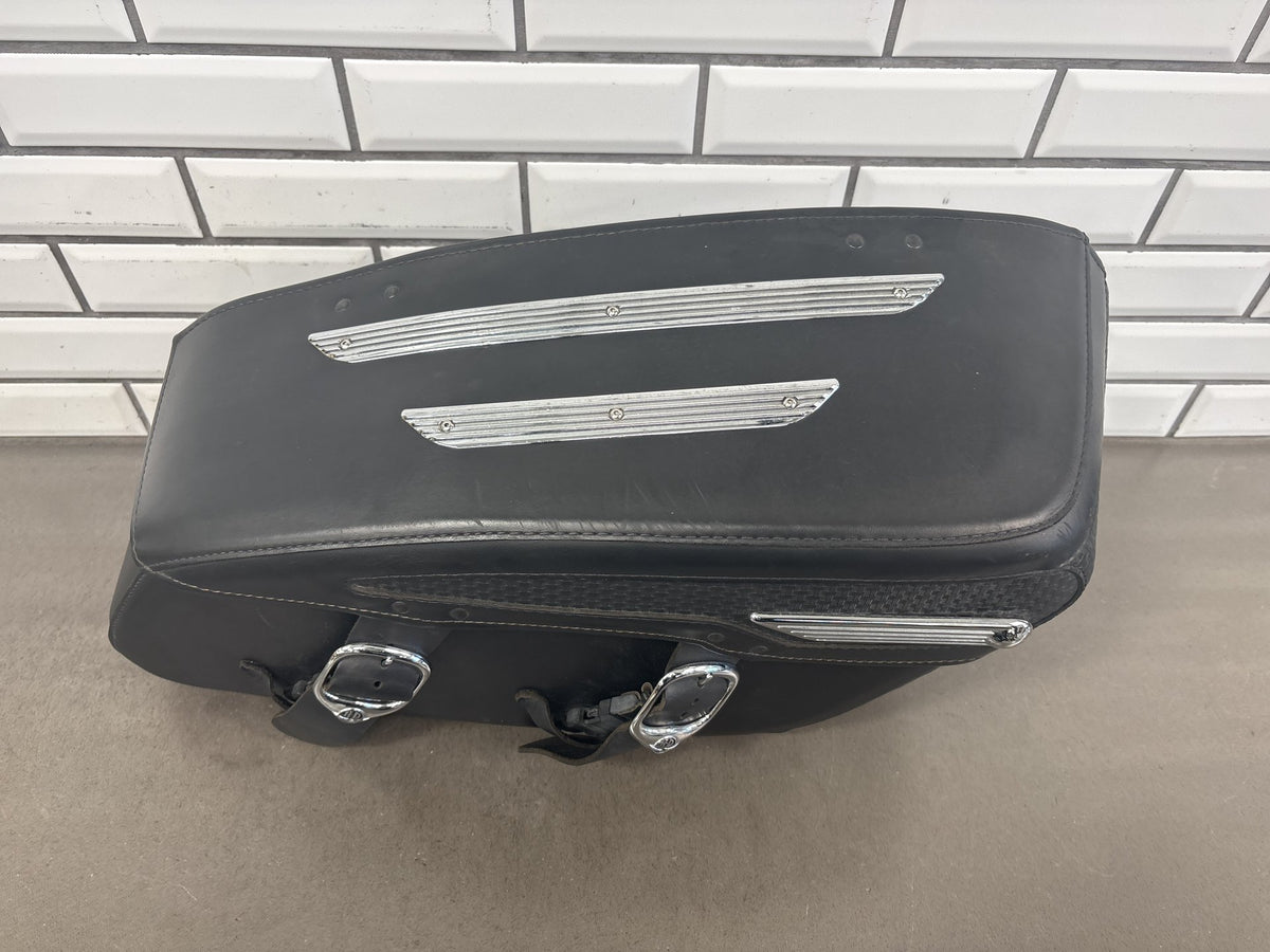 1999-2006 Harley Road King FLHRCI Saddlebags Pair Black Leather OEM 91139-98C