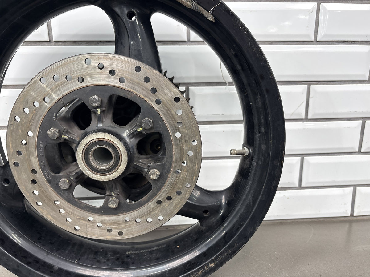 2006 Ducati Monster 620 Rear Wheel 17 x 4.5 Black with Rotor Sprocket OEM