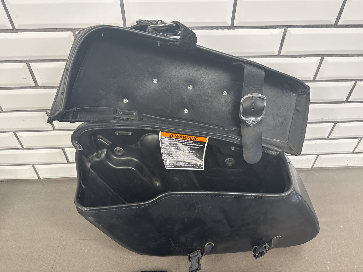 1999-2006 Harley Road King FLHRCI Saddlebags Pair Black Leather OEM 91139-98C