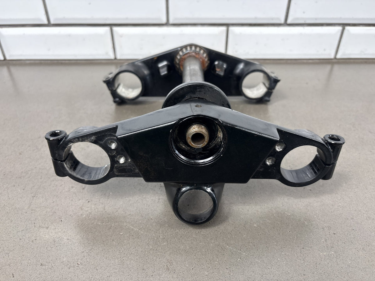 1990-93 Kawasaki ZX-11 ZX1100C Triple Tree Clamp Set With Stem Black 44039-1200