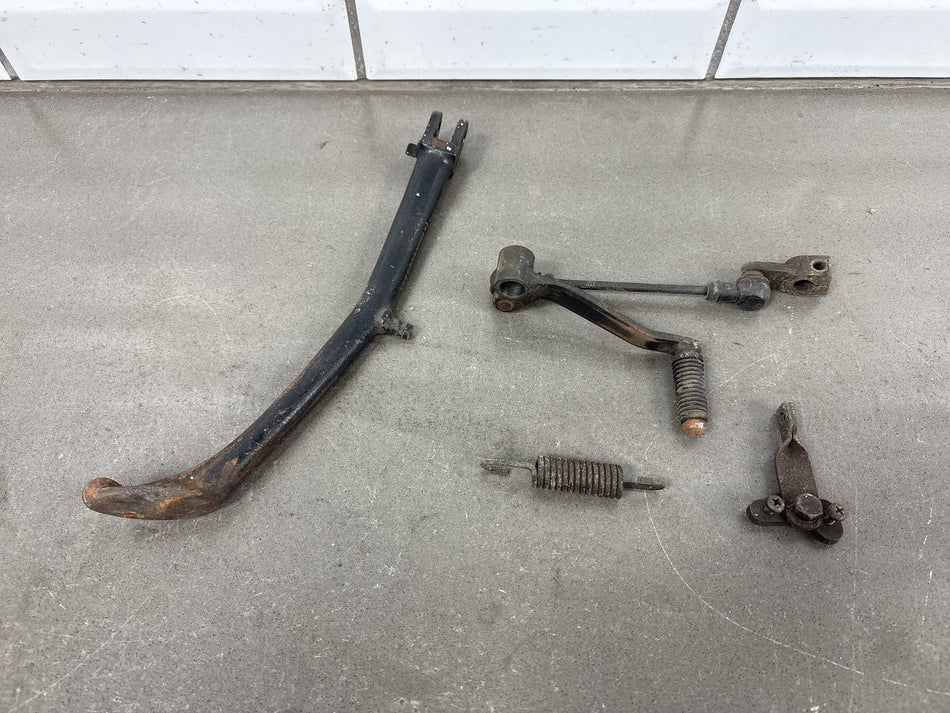 1983 Kawasaki GPZ750 ZX750A Kickstand with Spring and Shift Lever Linkage OEM