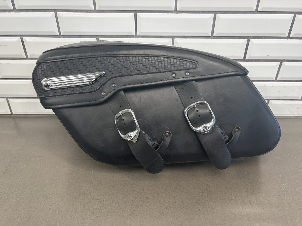 1999-2006 Harley Road King FLHRCI Saddlebags Pair Black Leather OEM 91139-98C