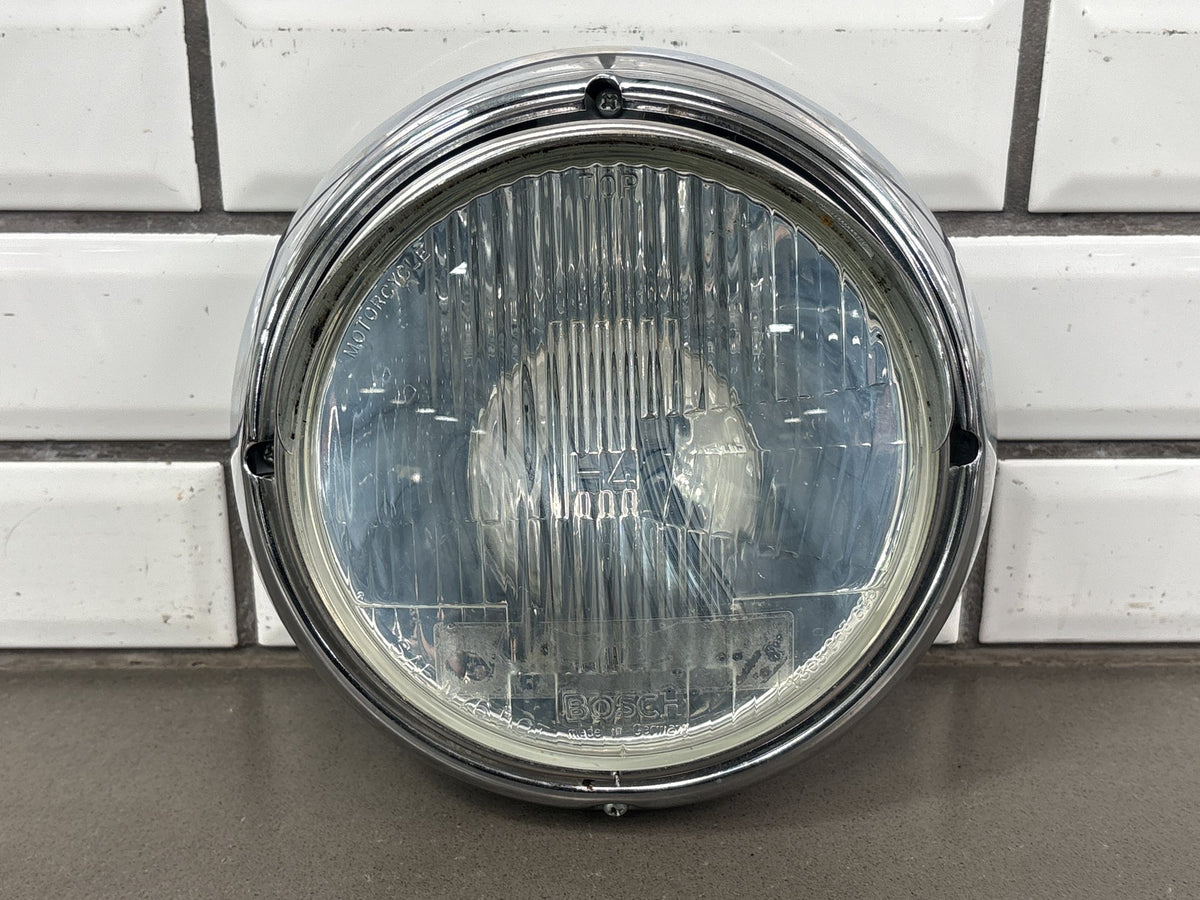 1996-2013 Harley Touring Softail 7in Headlight Eagle Wing Visor Bosch H4 OEM