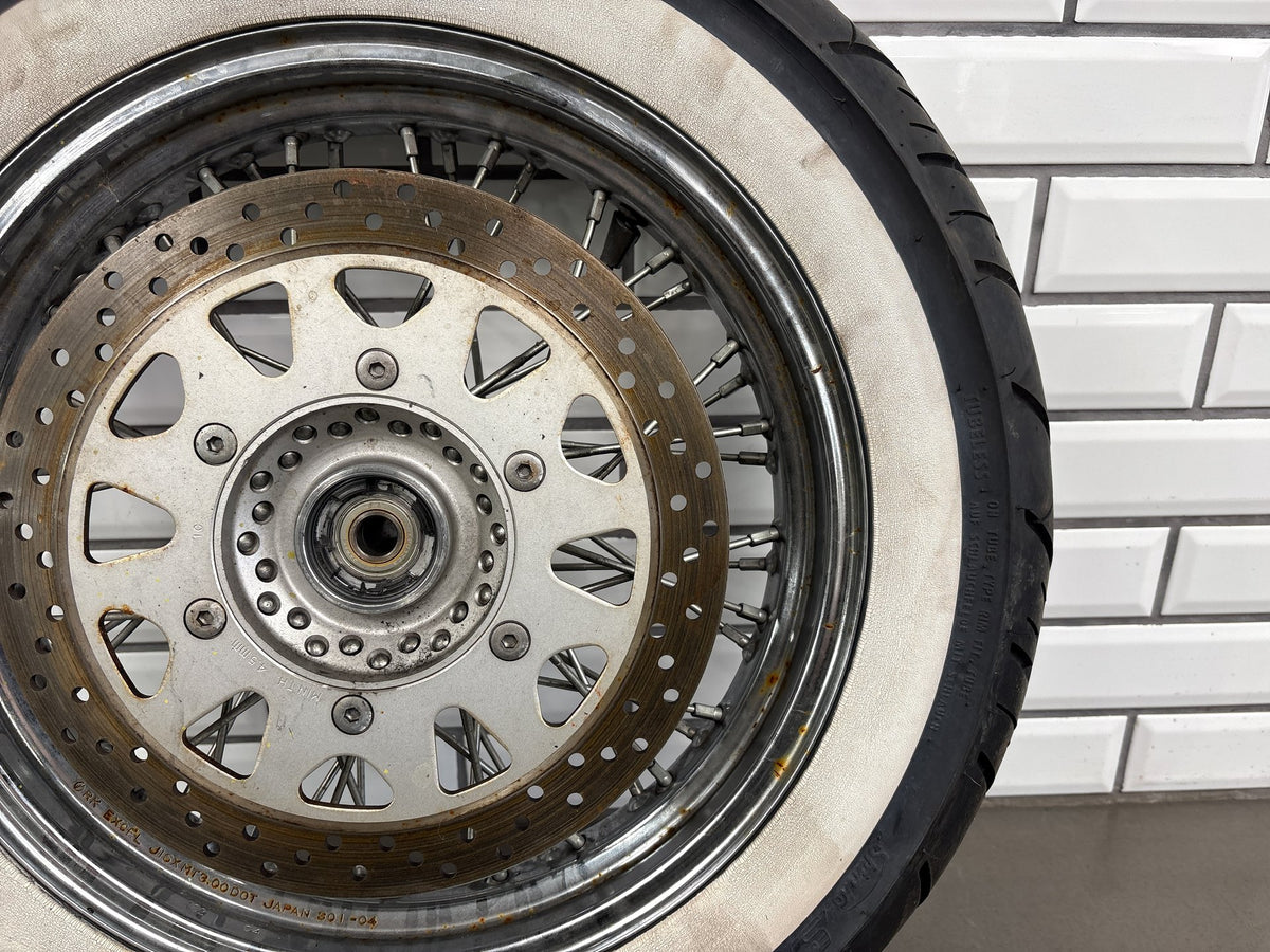 2001-04 Suzuki VL800 Front Wheel 16in Spoke Rotor Whitewall OEM