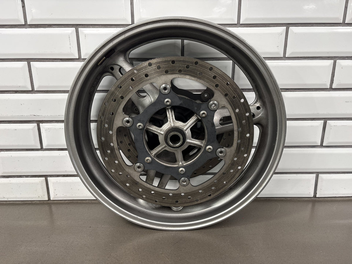 2006 Yamaha FJR1300 Front Wheel 17x3.50 Rotors ABS Ring Silver Scuffed OEM