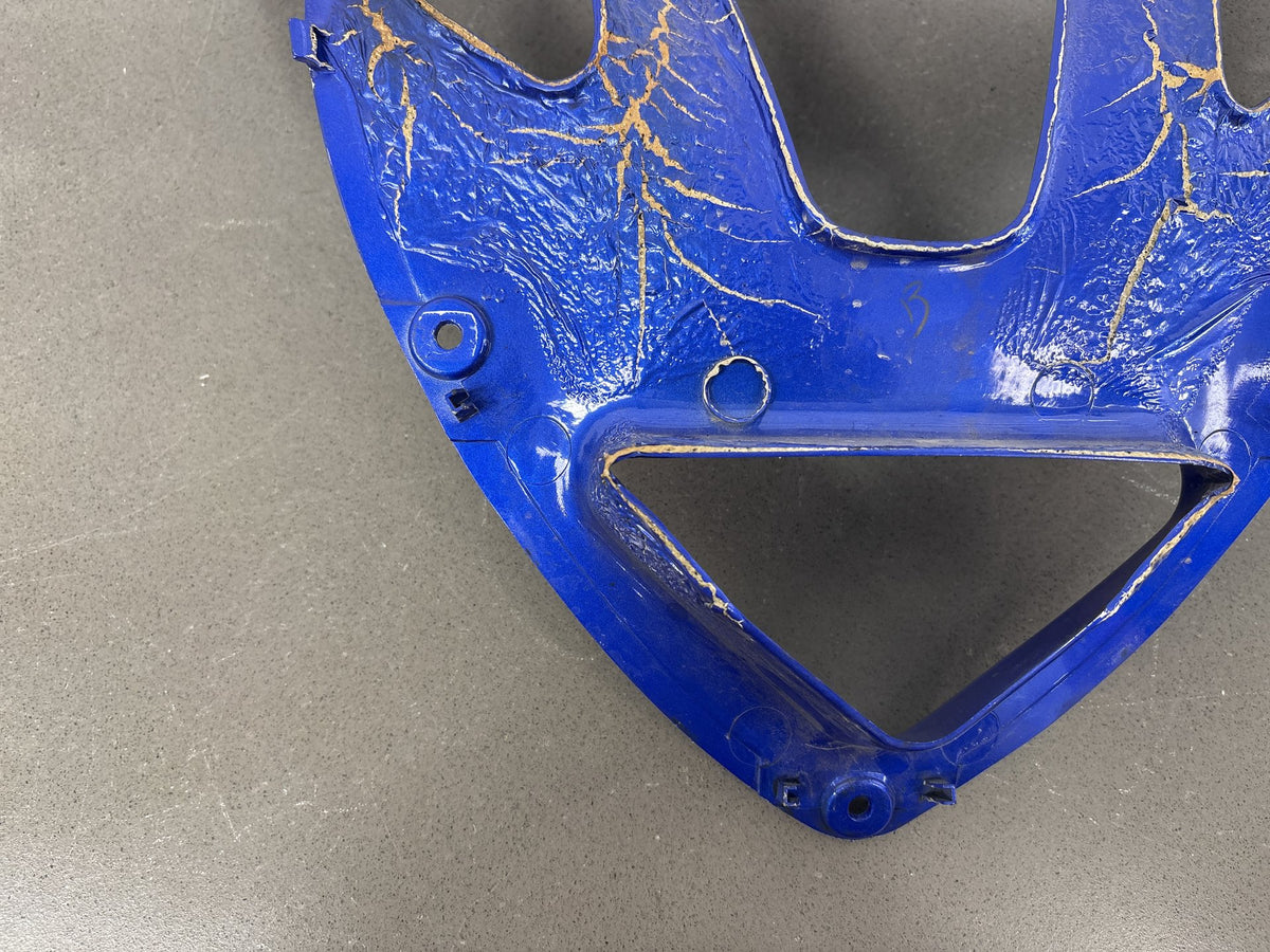 1999-2007 Yamaha YZF600R Front Lower Fairing Blue Cracked Paint OEM