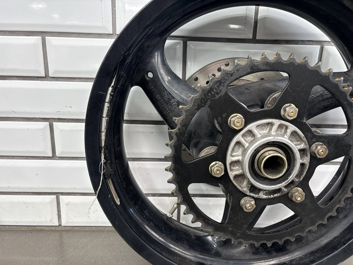 2006 Ducati Monster 620 Rear Wheel 17 x 4.5 Black with Rotor Sprocket OEM