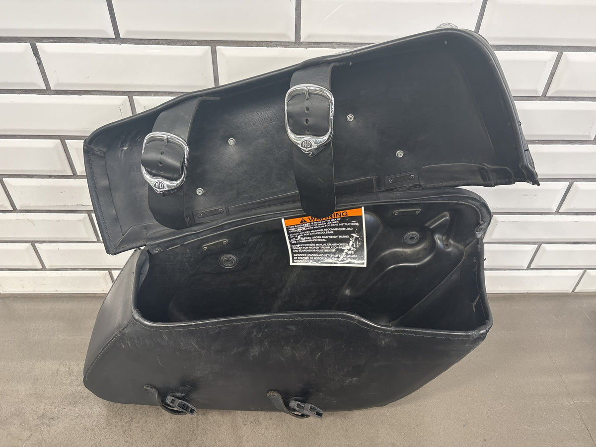 1999-2006 Harley Road King FLHRCI Saddlebags Pair Black Leather OEM 91139-98C