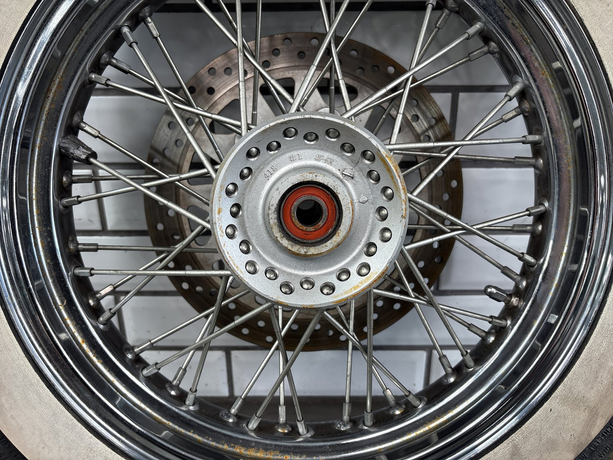 2001-04 Suzuki VL800 Front Wheel 16in Spoke Rotor Whitewall OEM