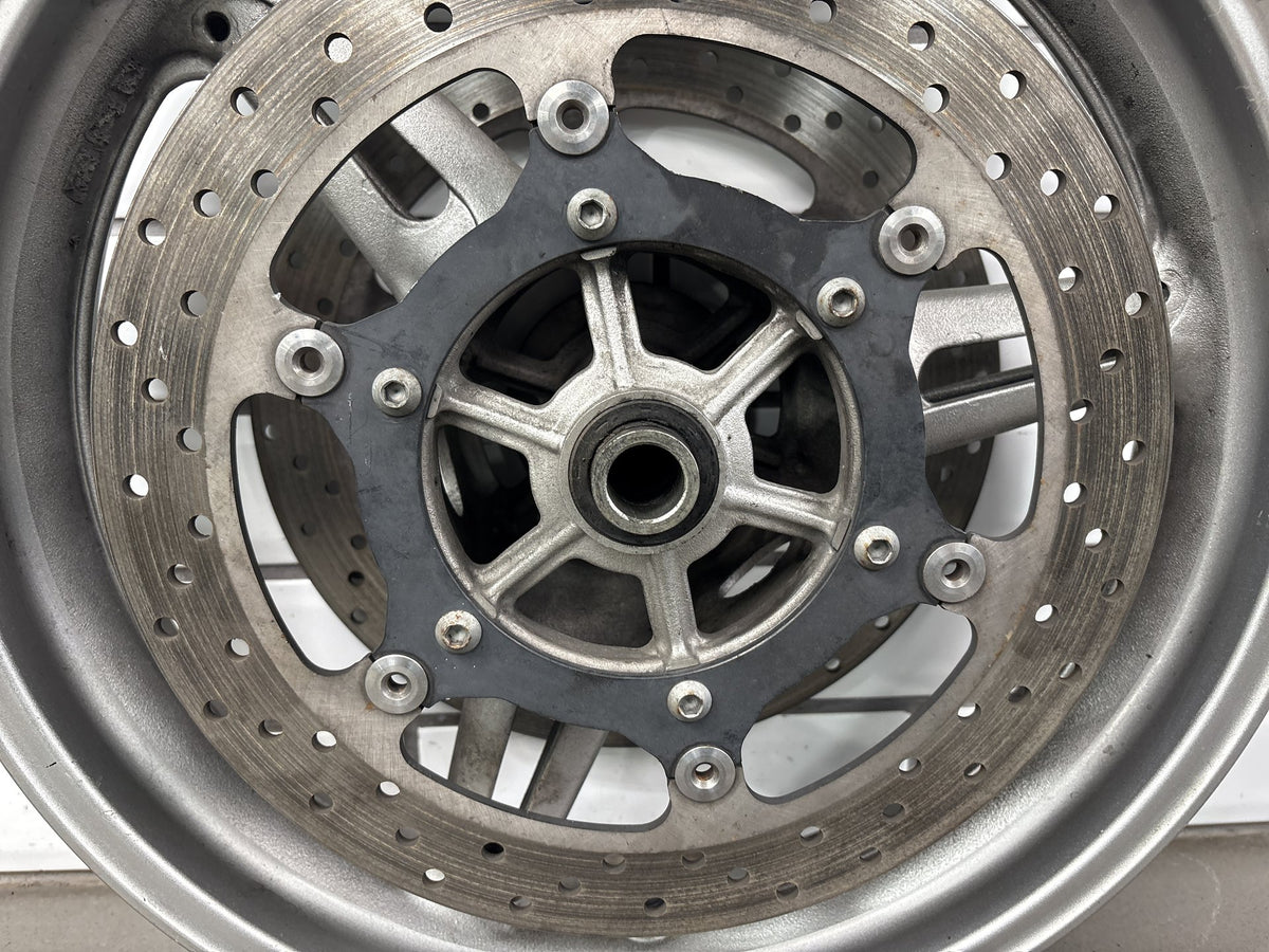 2006 Yamaha FJR1300 Front Wheel 17x3.50 Rotors ABS Ring Silver Scuffed OEM