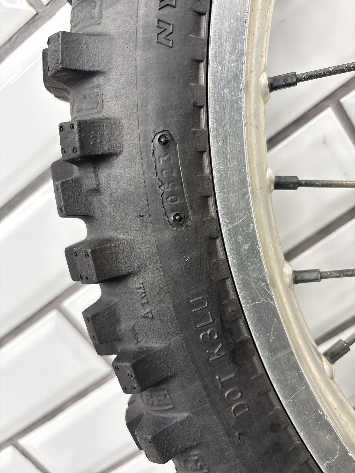 Suzuki DRZ 400E Front Wheel Rim 21x1.6" w/ Good Tire 54111-29F00 2000-2007