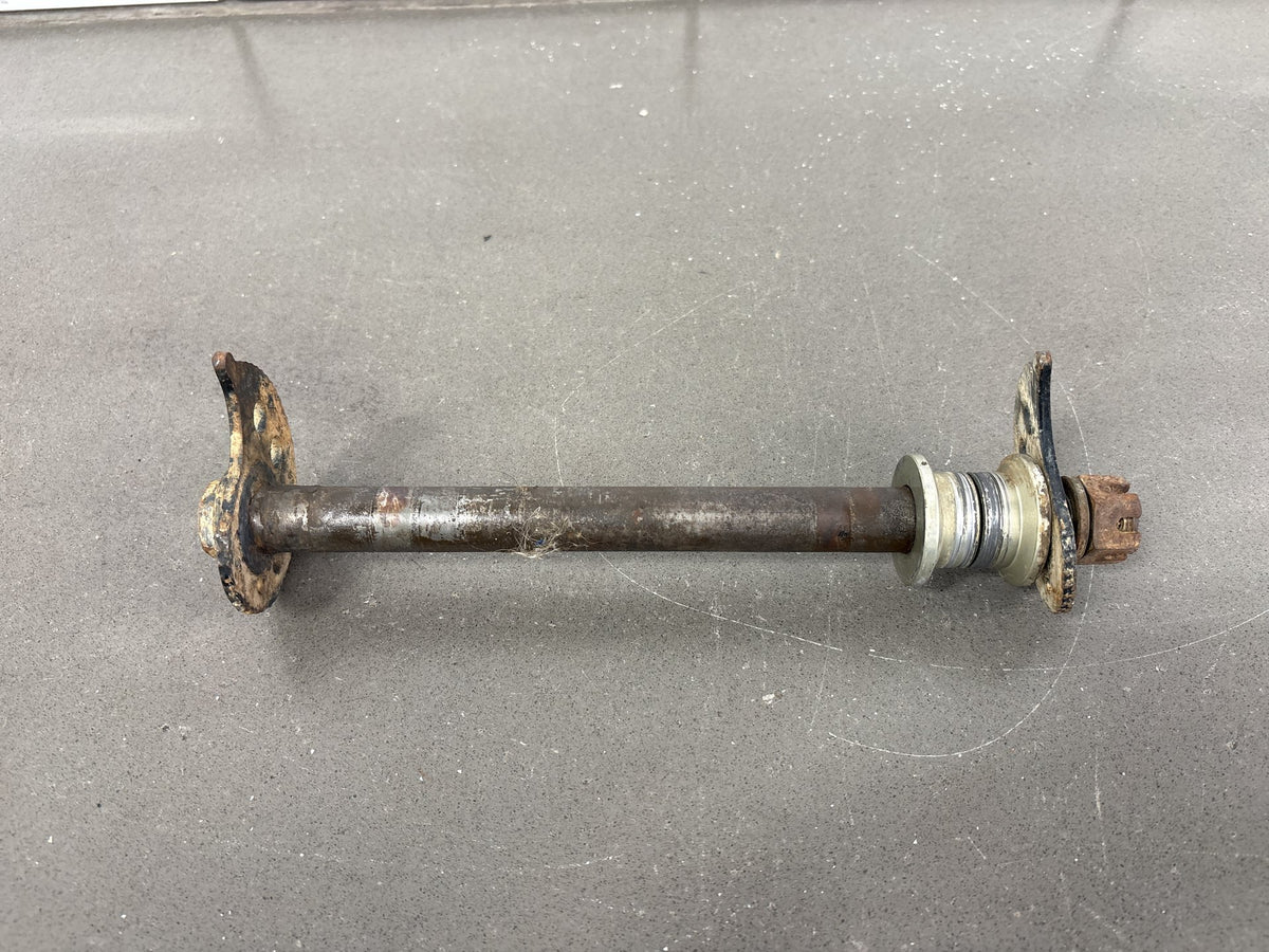 1991-1992 Kawasaki KX250, KX125 Rear Axle with Chain Adjuster Blocks OEM