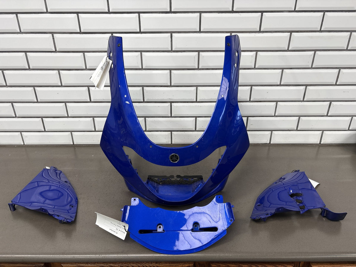 1999-2007 Yamaha YZF600R Upper Nose Fairing Blue W Center & Inner Panels OEM