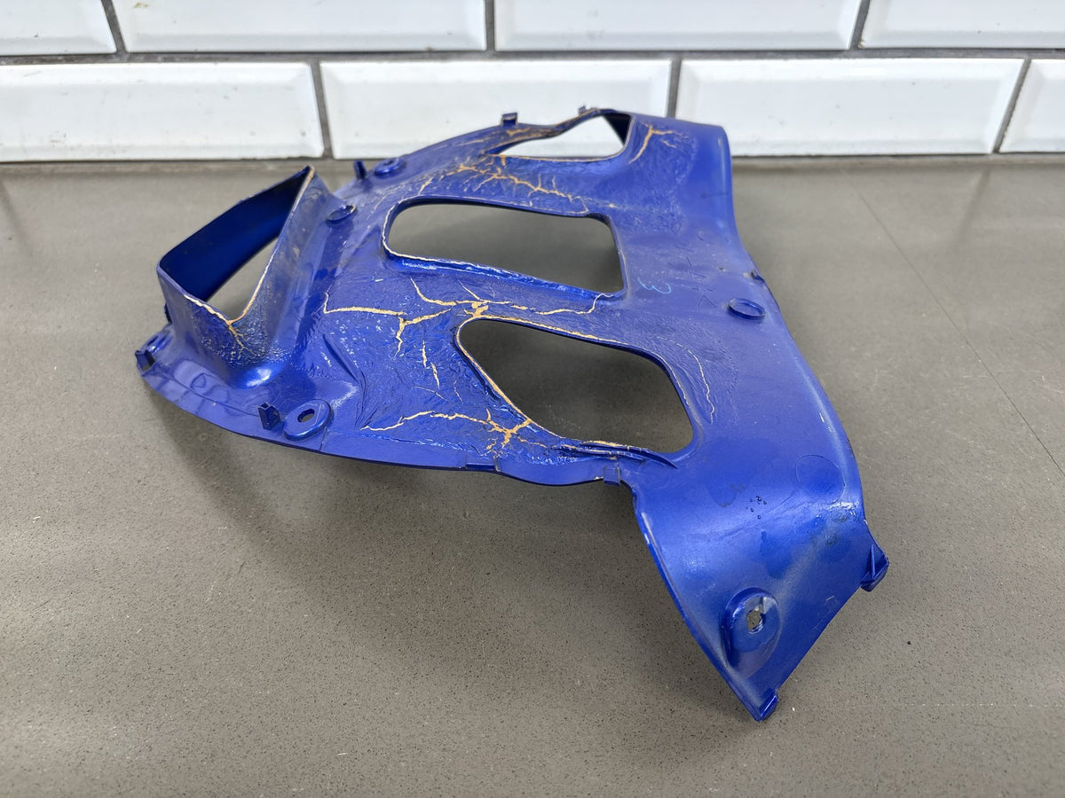 1999-2007 Yamaha YZF600R Front Lower Fairing Blue Cracked Paint OEM