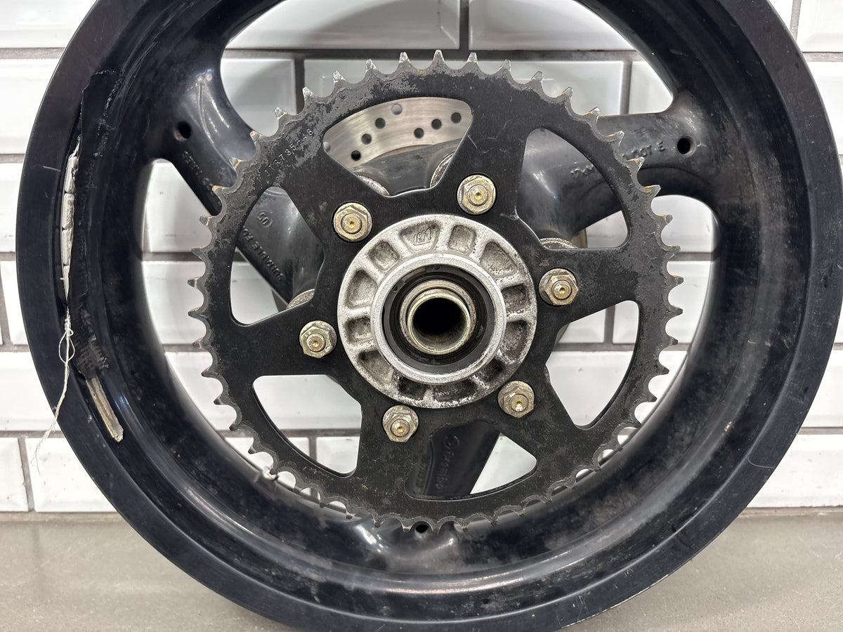 2006 Ducati Monster 620 Rear Wheel 17 x 4.5 Black with Rotor Sprocket OEM