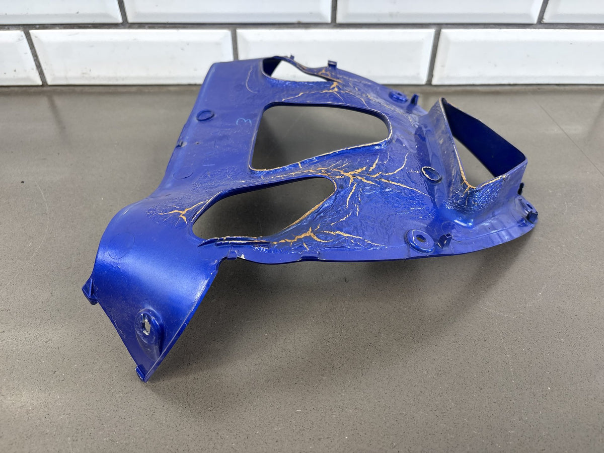 1999-2007 Yamaha YZF600R Front Lower Fairing Blue Cracked Paint OEM
