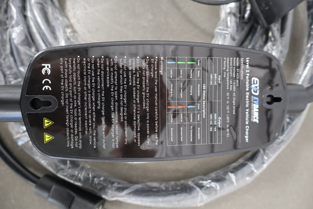 EvDance Level 1 Mobile EV Charger with Carrying Case Pouch