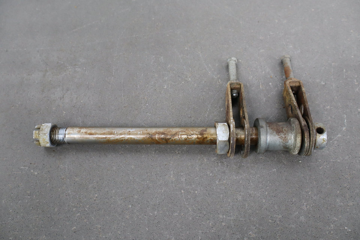 1973 Yamaha RD350 Rear Axle Pivot Bolt Nut Chain Adjusters Assembly OEM