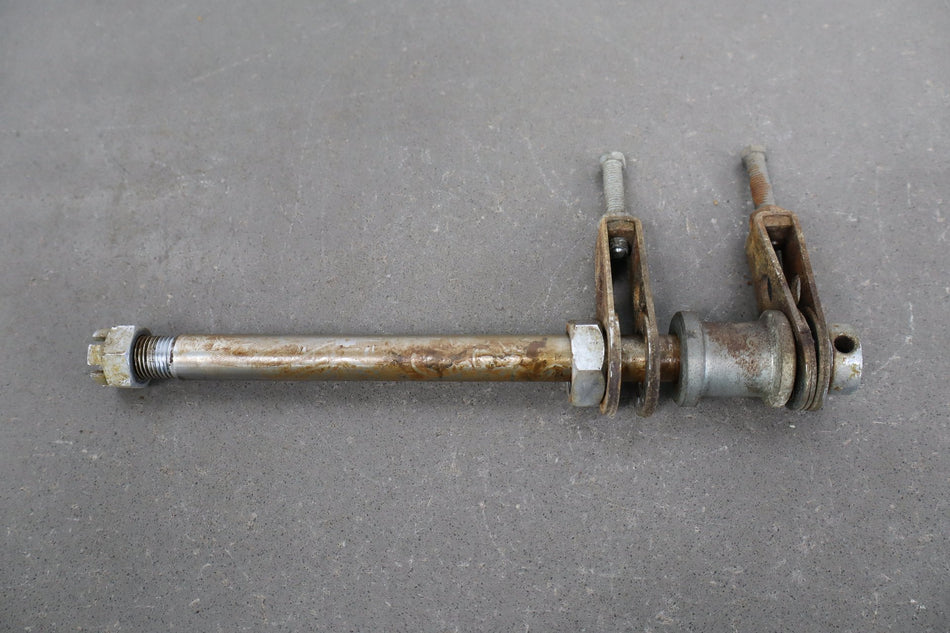 1973 Yamaha RD350 Rear Axle Pivot Bolt Nut Chain Adjusters Assembly OEM