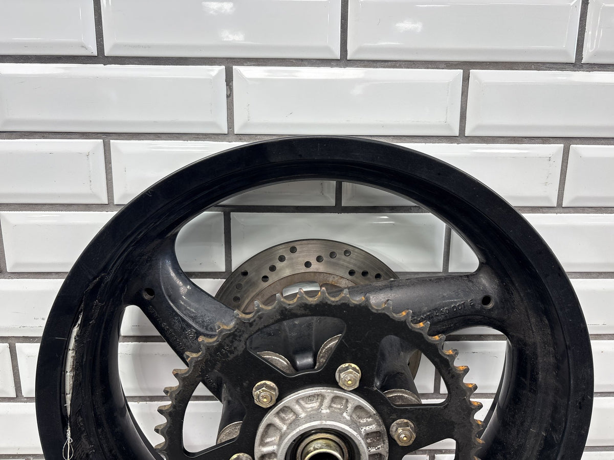 2006 Ducati Monster 620 Rear Wheel 17 x 4.5 Black with Rotor Sprocket OEM