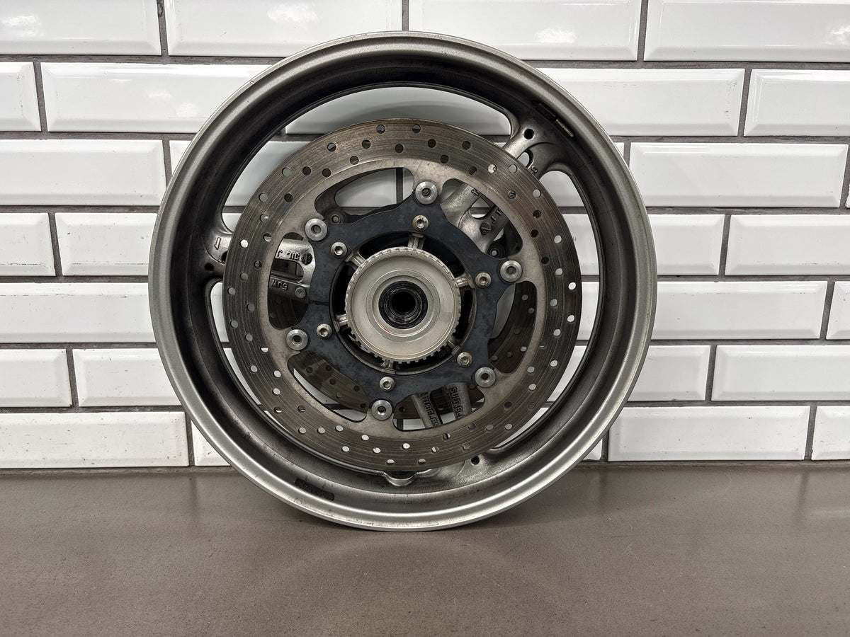 2006 Yamaha FJR1300 Front Wheel 17x3.50 Rotors ABS Ring Silver Scuffed OEM