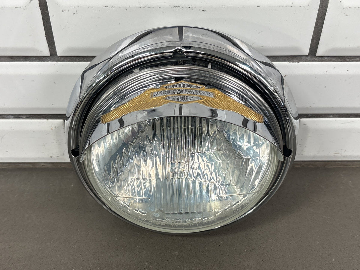 1996-2013 Harley Touring Softail 7in Headlight Eagle Wing Visor Bosch H4 OEM