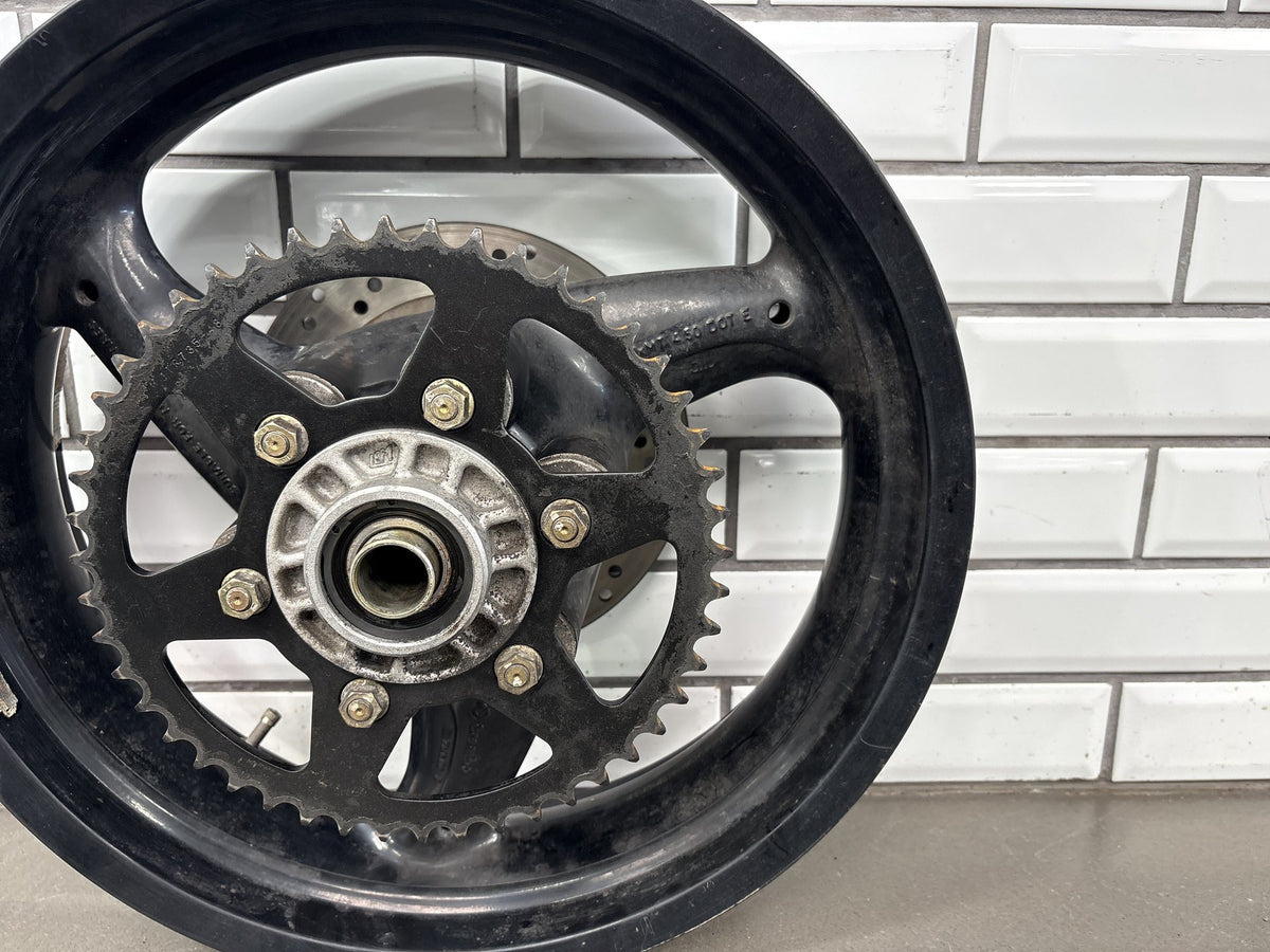 2006 Ducati Monster 620 Rear Wheel 17 x 4.5 Black with Rotor Sprocket OEM