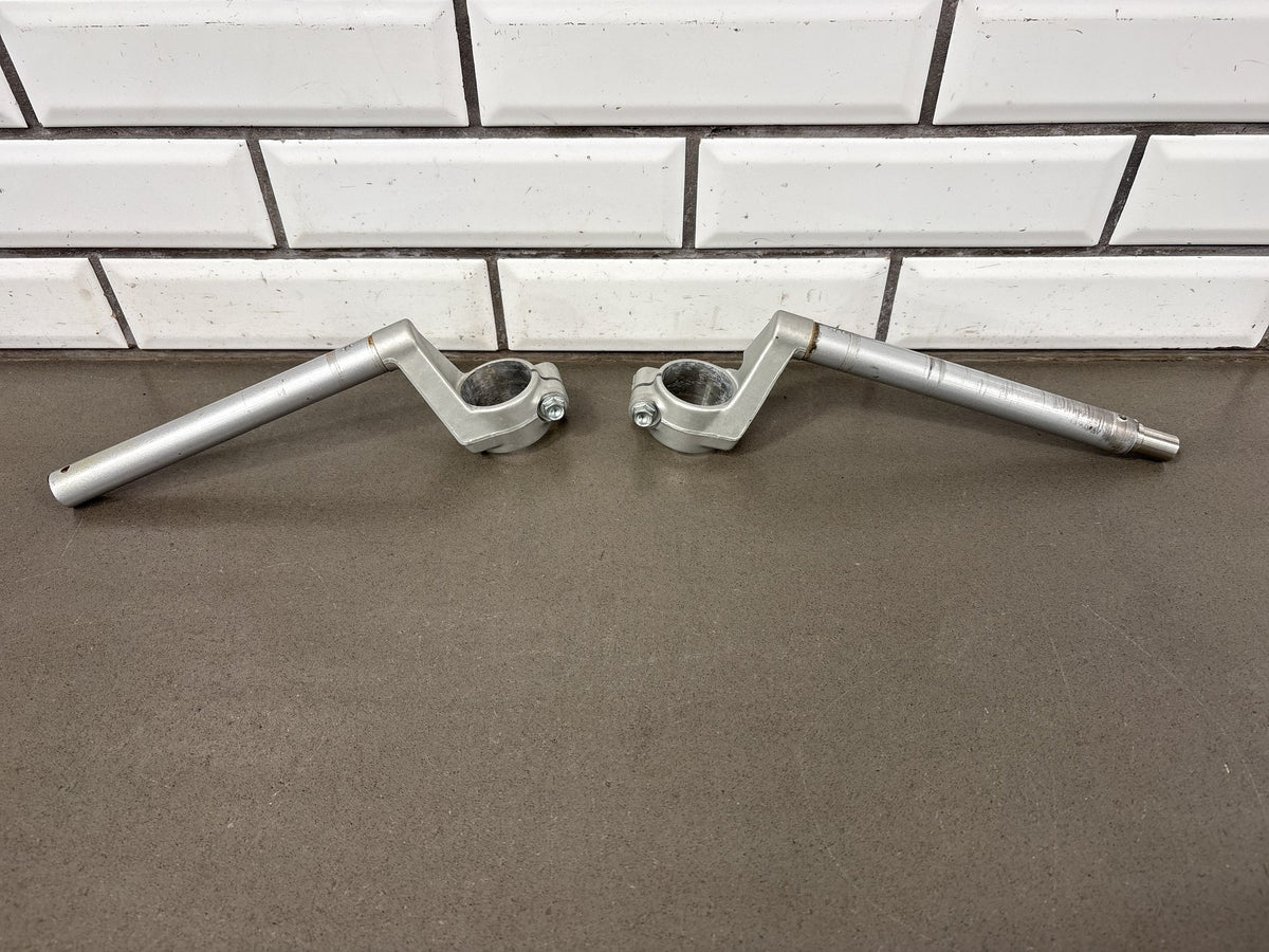 2002 Honda Interceptor 800 VFR800 Pair Clip On Handlebars Silver Scratched OEM
